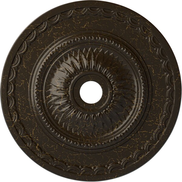 Ekena Millwork Sunflower Medallion (Canopies up to 5 5/8"), 29 1/2"OD x 3 5/8"ID x 1 5/8"P, Stone Hearth Crackle CM29SFSHC - main